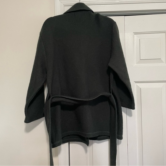 J.Jill Women's 100% Wool Army Green Tie Button Front Coat Size Medium - Picture 5 of 9